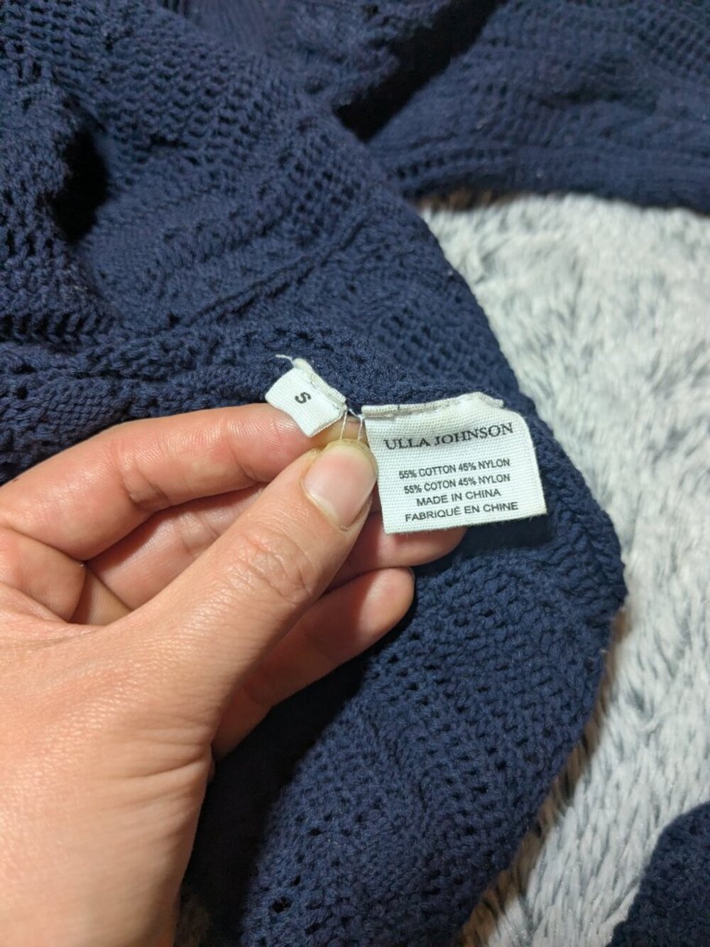 Ulla Johnson Celeste Pullover Navy Blue Open Knit Sweater High Neck Size Small - Picture 5 of 8